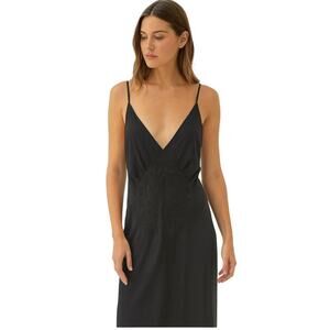 Leigh Bantivoglio Black Midi Slip Dress, Y2K, Whimsy Goth, Taylor Swift Style, L